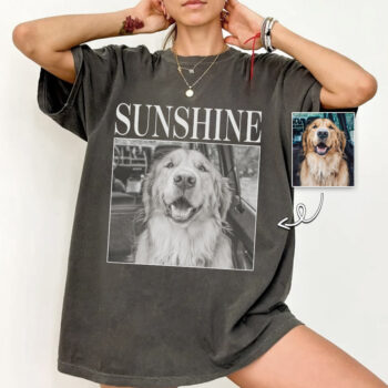 Personalized Dog Photo T Shirt Custom Pet Face Shirt for Women