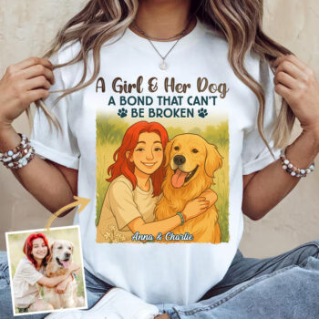 Personalized Girl And Dog Bond TShirt Custom Name Pet Lover Gift