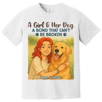 Personalized Girl And Dog Bond TShirt Custom Name Pet Lover Gift