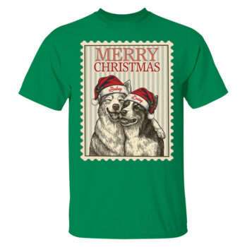 Personalized Merry Christmas Dog Lovers TShirt Custom Pet Portrait Gift