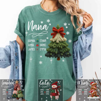 Personalized Nana Christmas Tree Shirt Custom Family Names Tee