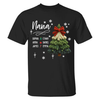 Personalized Nana Christmas Tree Shirt Custom Family Names Tee