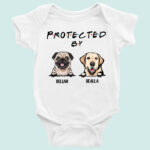 Personalized Protected By Puppies Baby Bodysuit Cute Dog Onesie