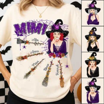 Personalized Witch Broomstick T Shirt Custom Halloween Shirt Gift