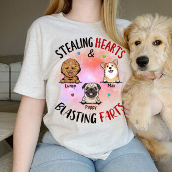 Stealing Hearts and Blasting Farts Funny Personalized Dog Shirt