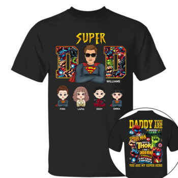 Super Dad Personalized Family Names Marvel Superhero T Shirt