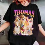 Thomas Cute Corgi Dogs Graphic Tee Shirt for Dog Lovers Adults