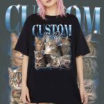 Vintage Cat Graphic Tee Lightning Print Oversized Casual Shirt