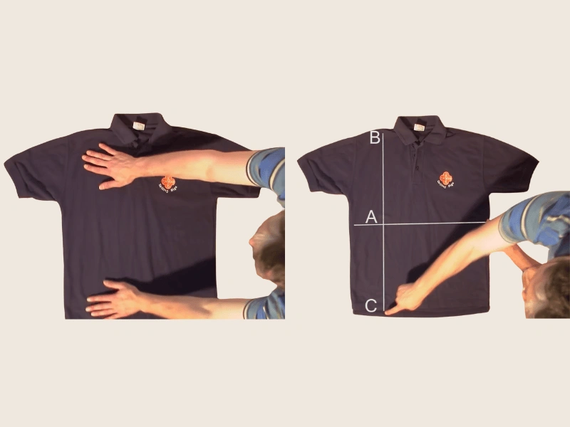 Keep your shirt flat and pinch 3 points