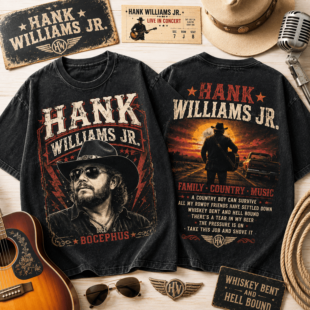 Hank Williams Jr. Family Country Music 3D Shirt for Hank Williams Jr. Lovers NNK