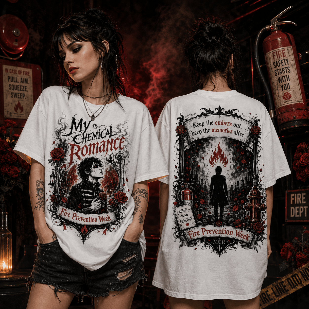 1787218107129.png My Chemical Romance Fire Prevention Week Gothic 3D Shirt NTH1
