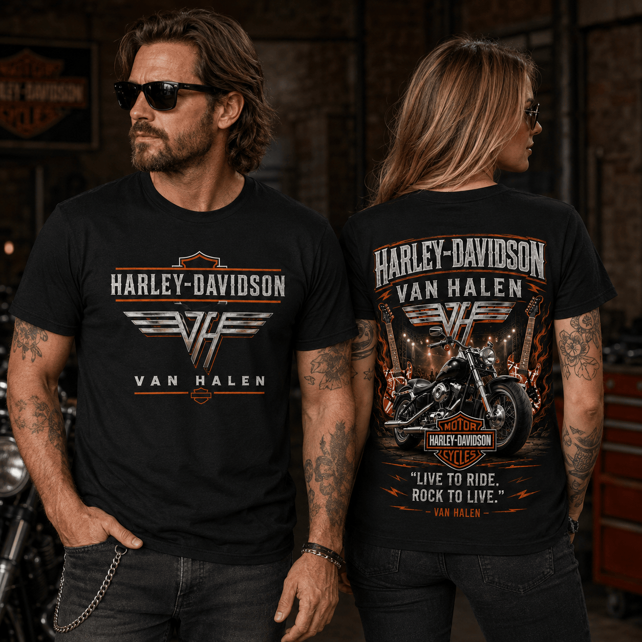 Harley-Davidson x Van Halen Live To Ride Rock To Live 3D Shirt NTH1