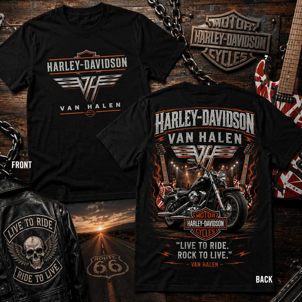 Harley-Davidson x Van Halen Live To Ride Rock To Live 3D Shirt NTH1