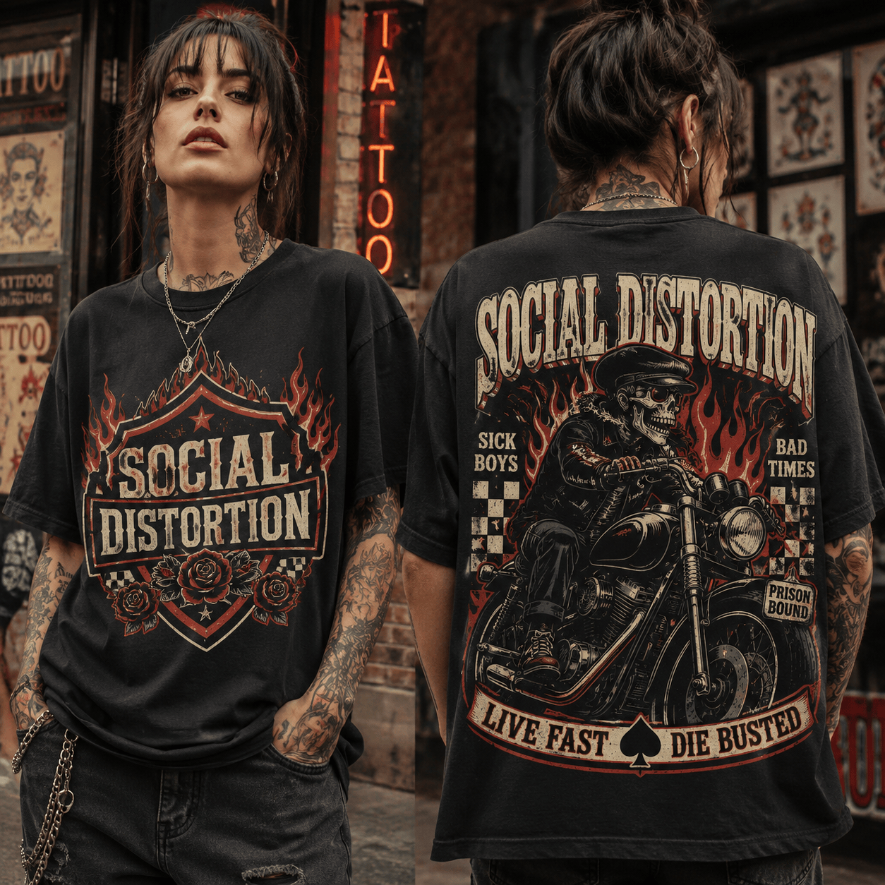 Social Distortion x Harley Davidson Outlaw Rider 3D Shirt NTH1