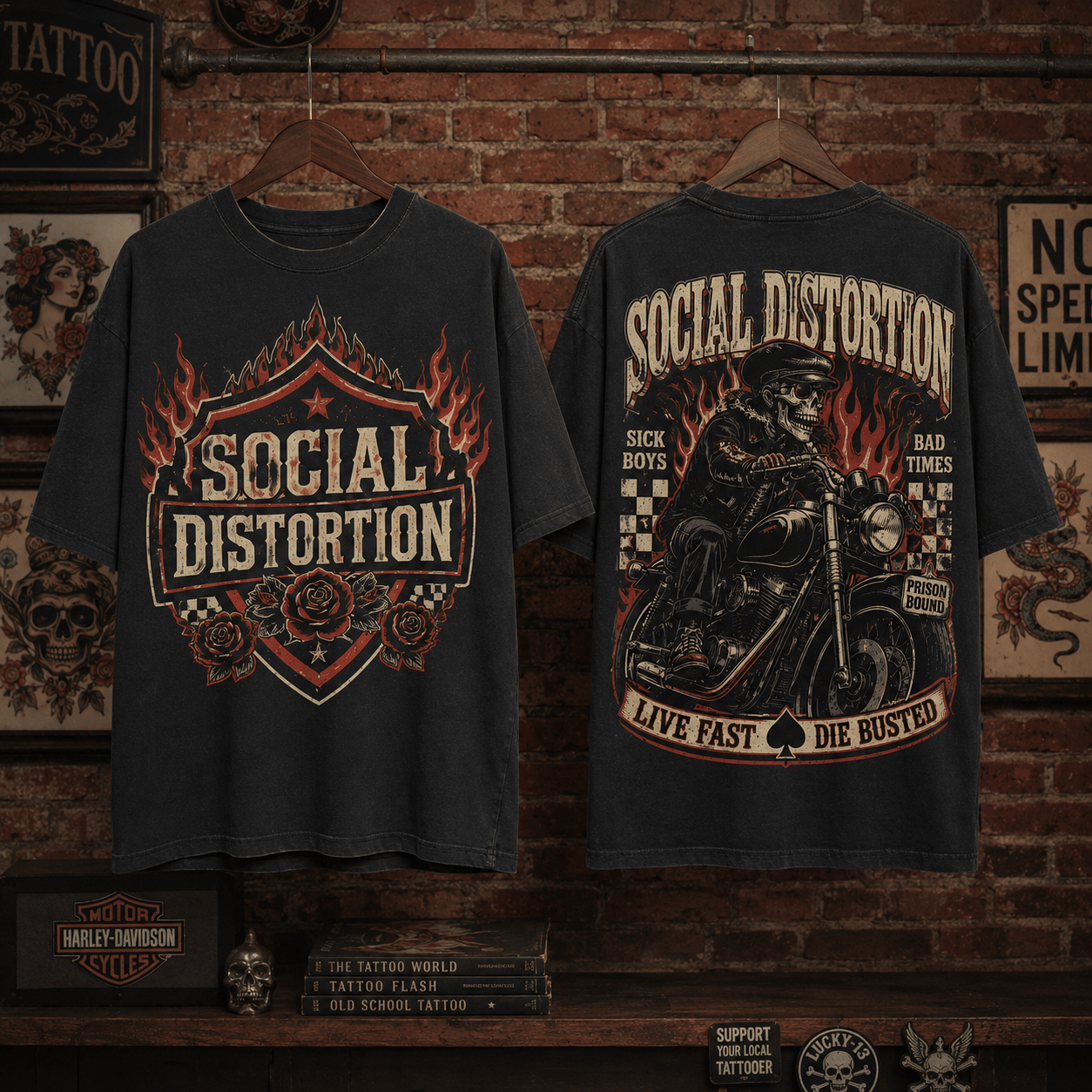 Social Distortion x Harley Davidson Outlaw Rider 3D Shirt NTH1