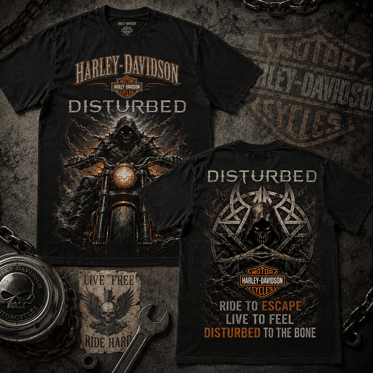 1787297526207.png Disturbed x Harley-Davidson – Dark Rider Legacy 3D Shirt NTH1
