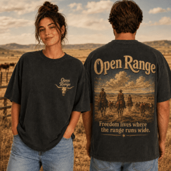 Open Range Freedom Lives Wide Vintage Western 3D Shirt NTB