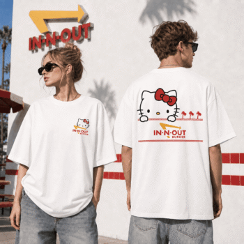 Hello Kitty X In-N-Out Burger California Vibes 3D Shirt For Men Women Cute Fast Food Graphic Tee NNK