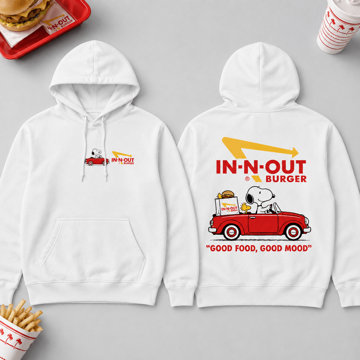 1787844932832 1.png Snoopy X In-N-Out Burger Good Food Good Mood 3D Shirt for Fast Food Lovers NNK