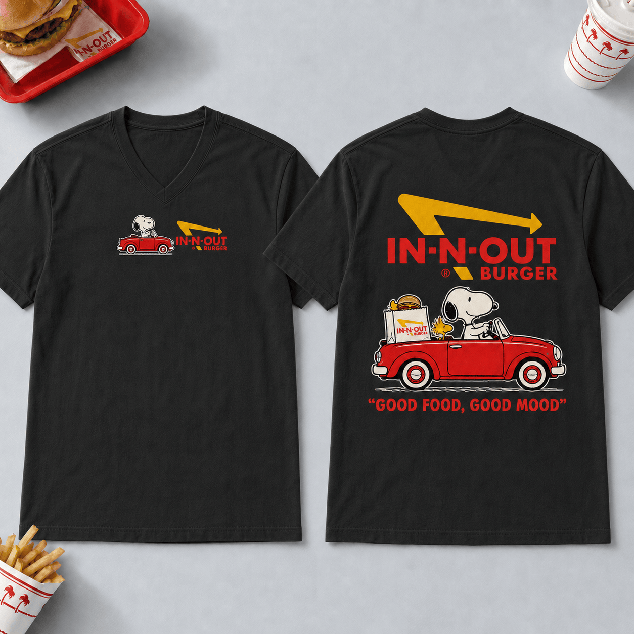 1787844938874.png Snoopy X In-N-Out Burger Good Food Good Mood 3D Shirt for Fast Food Lovers NNK