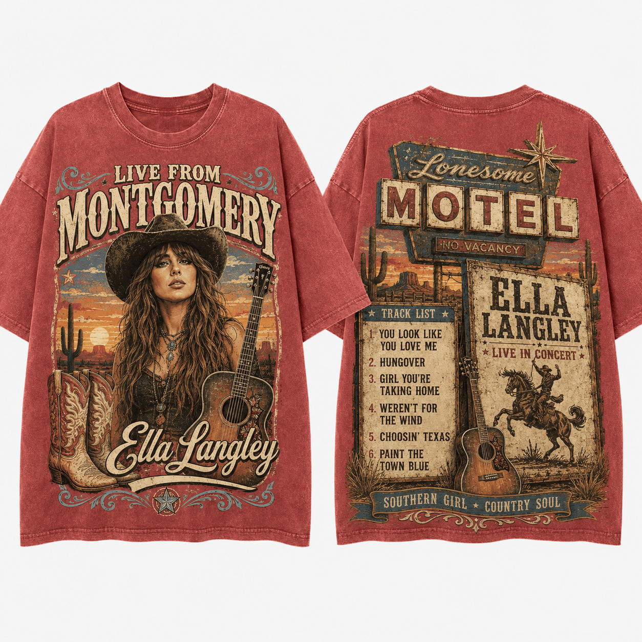 Lonesome Motel Ella Langley 3D Shirt For Country Music Fans NNK