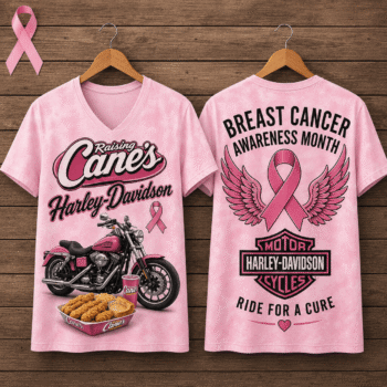 Chicken Fingers Pink Ribbon Motorcycle Breast Cancer Awareness V-Neck NTH1
