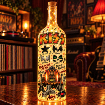 KISS Lighted Bottle Lamp, Rock and Roll All Nite Decor, Classic Rock LED Bottle Light, KISS Fan Gift, Music Room Night Light