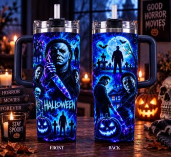 Halloween Michael Myers Neon 40oz Suction Cup Tumbler