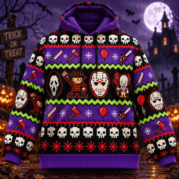 Halloween Horror Movie Characters AOP T-Shirt Sweatshirt Hoodie