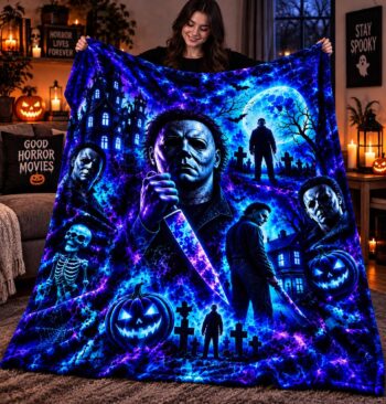 Halloween Michael Myers Neon Custom Fleece Blanket