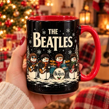 The Beatles Snowmen Christmas Coffee Mug – Fab Four Holiday Band Ceramic Cup