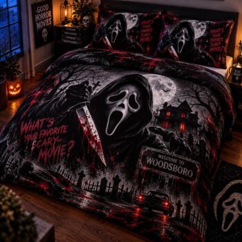 Halloween Ghost Face 4-Piece Bedding Set – Soft Brushed Fabric Bedding Set