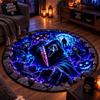 Halloween Ghost Face Neon Custom Floor Mat
