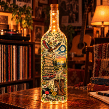Tom Petty Lighted Bottle, Tom Petty and The Heartbreakers Lamp, Music Bottle Light, Classic Rock Fan Gift, Music Room Decor