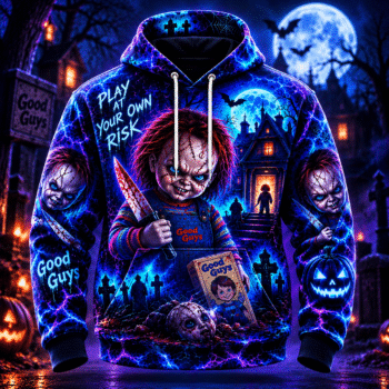 Halloween Neon Chucky AOP T-Shirt Sweatshirt Hoodie