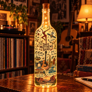 Dave Matthews Band Lighted Bottle Lamp, DMB Music Decor, Live at Red Rocks LED Bottle Light, Jam Band Fan Gift, Music Room Decor
