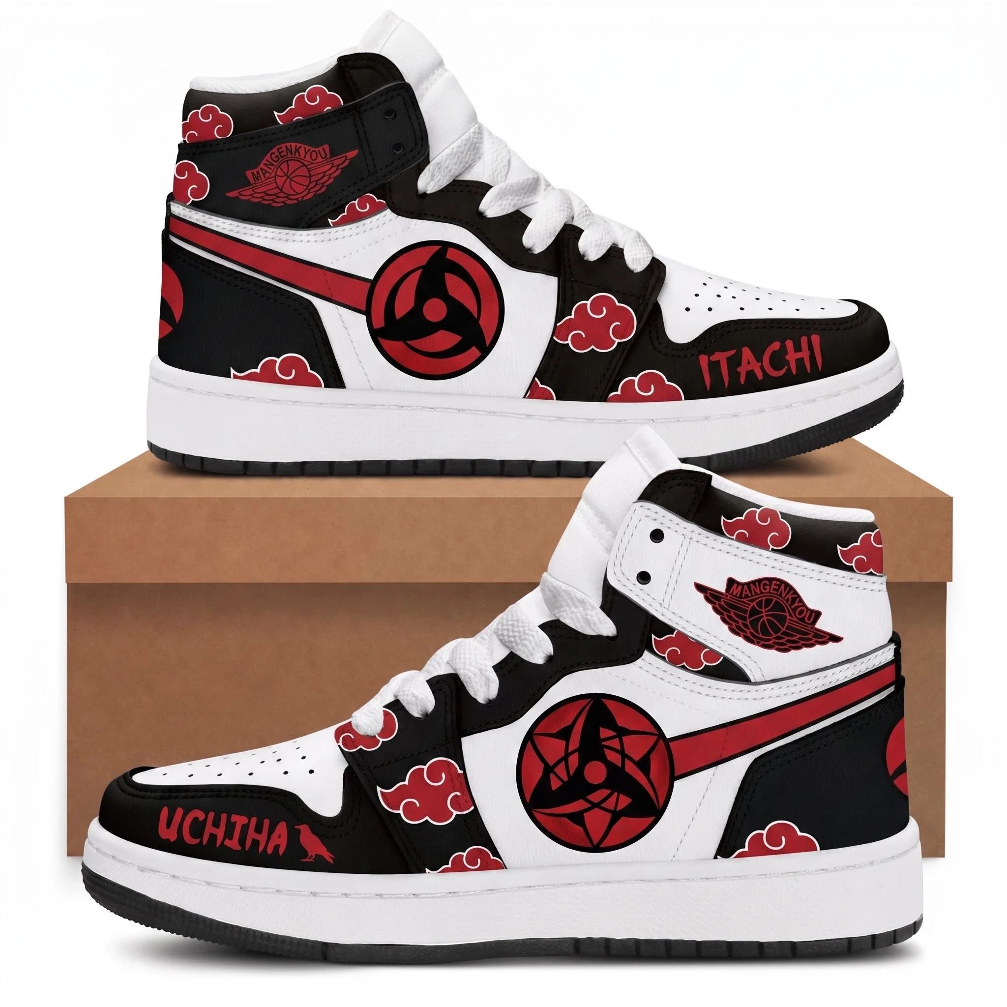 Custom high top sneakers on box 202608071545 1.jpg Uzumaki Naruto High Top Sneakers — Naruto Shippuden Inspired Fan Shoes