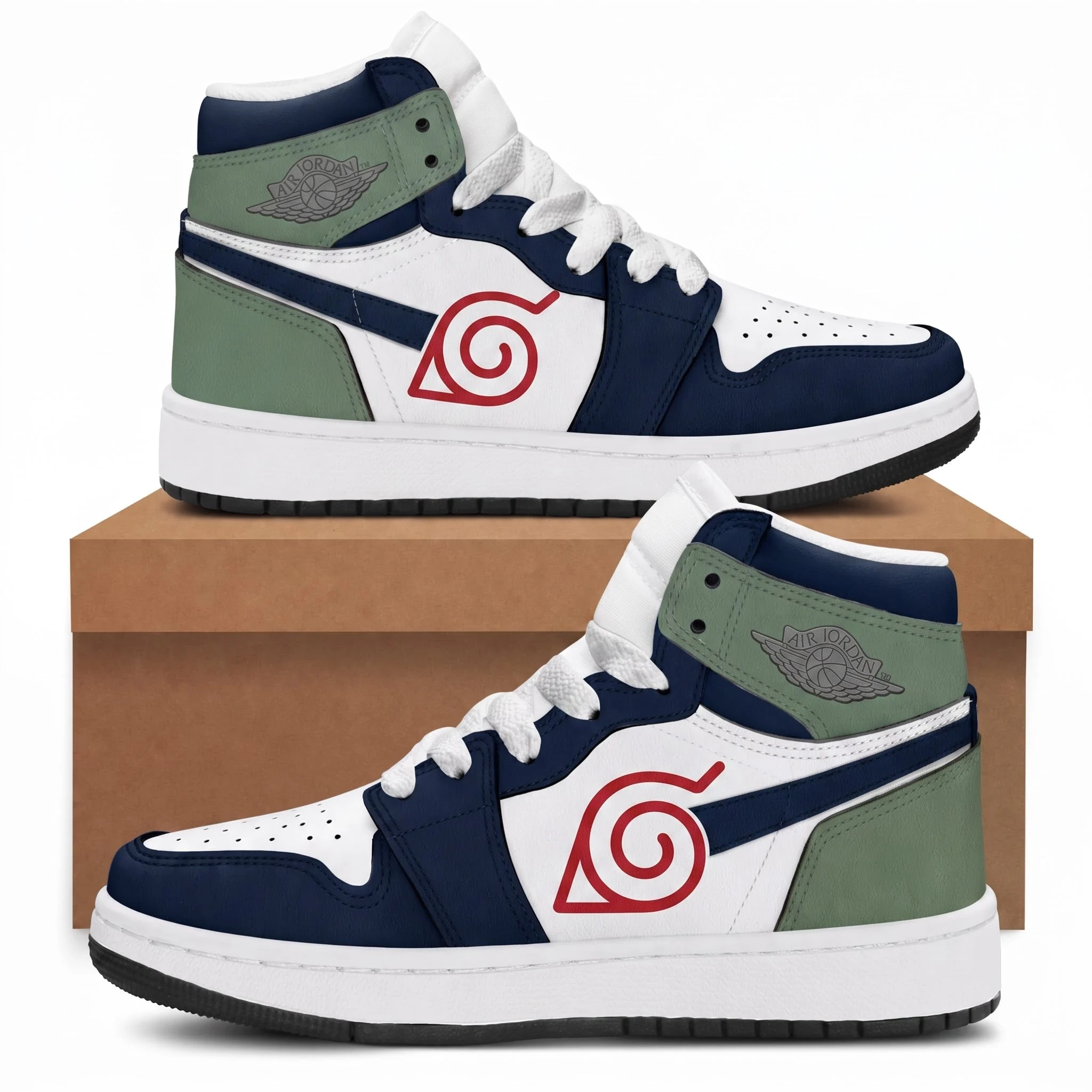 Custom sneakers on cardboard box 202608071549.jpg Uzumaki Naruto High Top Sneakers — Naruto Shippuden Inspired Fan Shoes