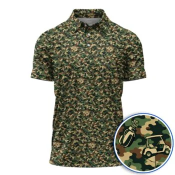 Veteran Golf Polos, Camo Pattern Golf Shirt, Crazy Golf Gift For Golfers