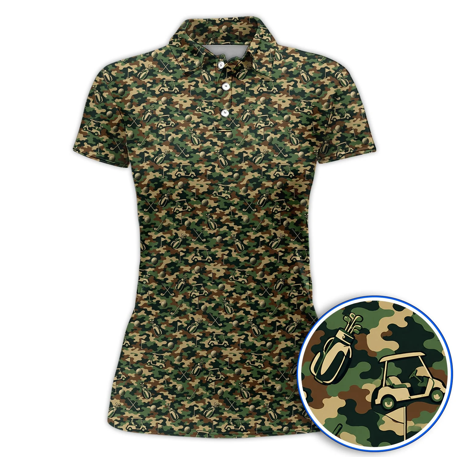 Veteran Golf Polos, Camo Pattern Golf Shirt, Crazy Golf Gift For Golfers
