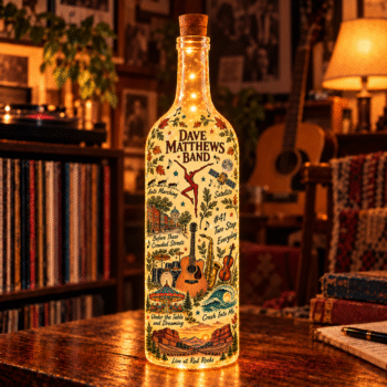 Dave Matthews Band Lighted Bottle Lamp, DMB Music Decor, Live at Red Rocks LED Bottle Light, Jam Band Fan Gift, Music Room Decor