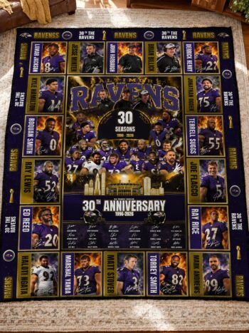 Baltimore Ravens 30th Anniversary Legends & Legacy Quilt Blanket – 1996–2026