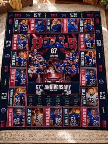Buffalo Bills 67th Anniversary Legends & Legacy Quilt Blanket – 1959–2026