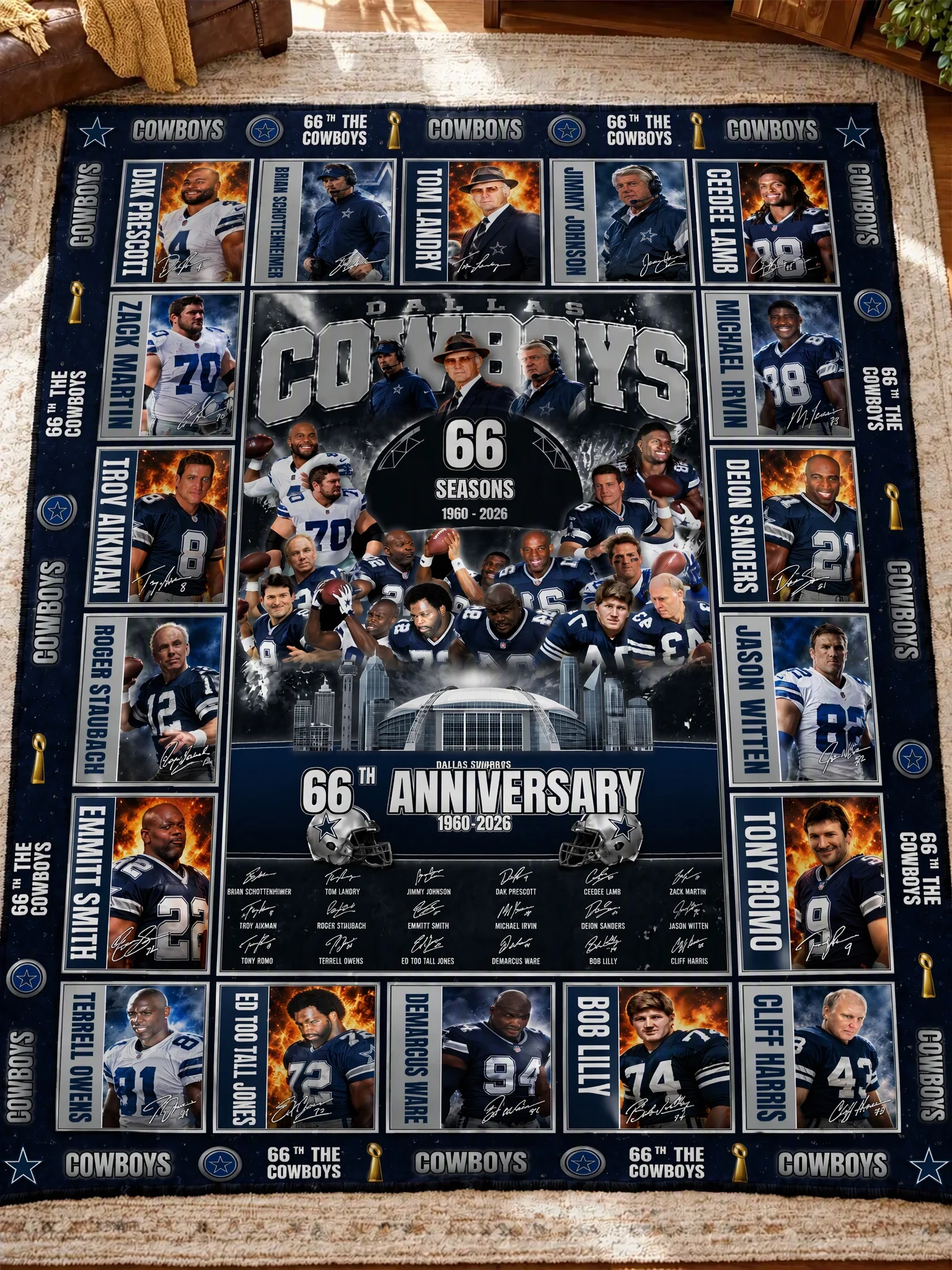 Dallas Cowboys 66th Anniversary Legends & Legacy Quilt Blanket – 1960–2026