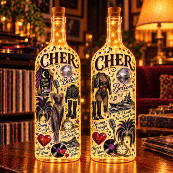 Cher Lighted Bottle Lamp, Believe Music Decor, Pop Icon LED Bottle Light, Cher Fan Gift, Retro Music Room Decor