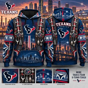 Houston Texans Heritage Hoodie, H-Town Oil Rig Skyline Inspired Football Hoodie, Texans Fan Gift