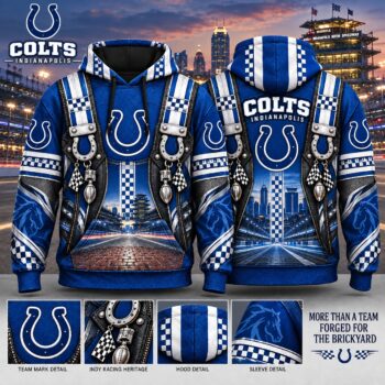 Indianapolis Colts Heritage Hoodie, Indy Racing Checkered Flag Inspired Football Hoodie, Colts Fan Gift