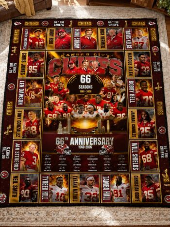 Kansas City Chiefs 66th Anniversary Legends & Legacy Quilt Blanket – 1960–2026