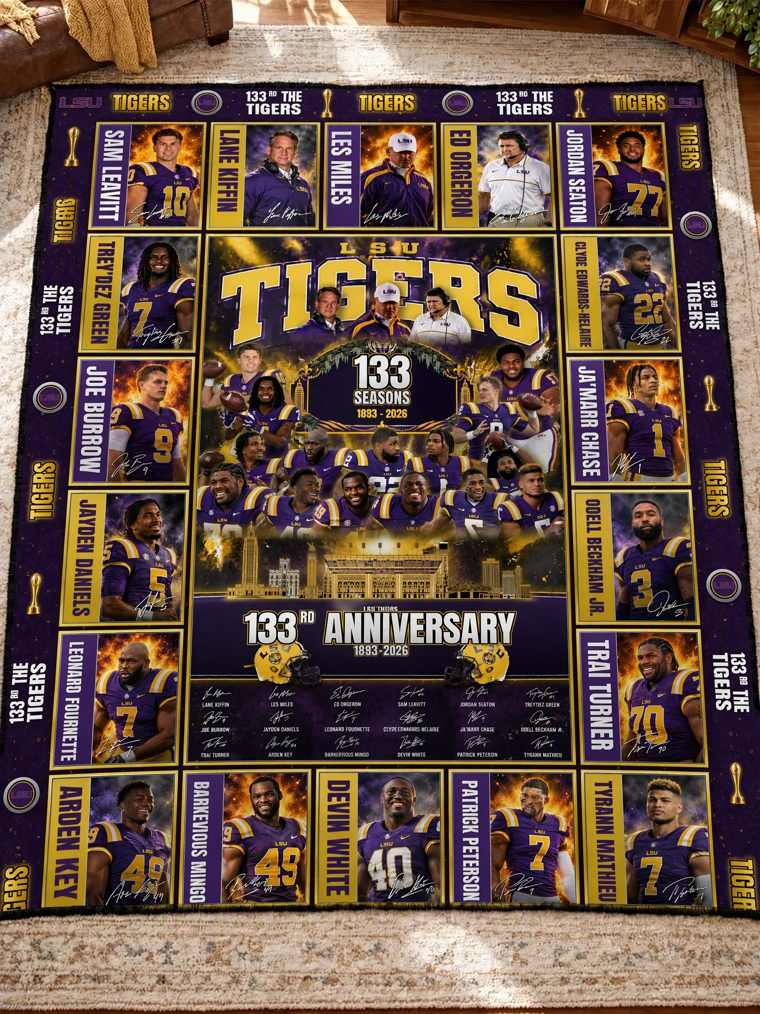 LSU Tigers 133rd Anniversary Legends & Legacy Quilt Blanket – 1893–2026
