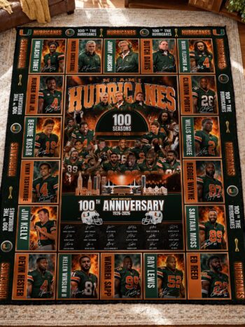 Miami Hurricanes 100th Anniversary Legends & Legacy Quilt Blanket – 1926–2026